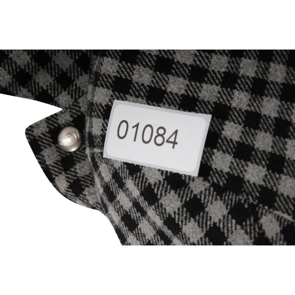 Ami Mens Gingham Button Snap Jacket Small Grey Bl… - image 7